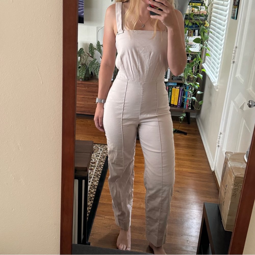 Jonathan Simkhai Jumpsuit size 4 light pink cut out overall style nwot